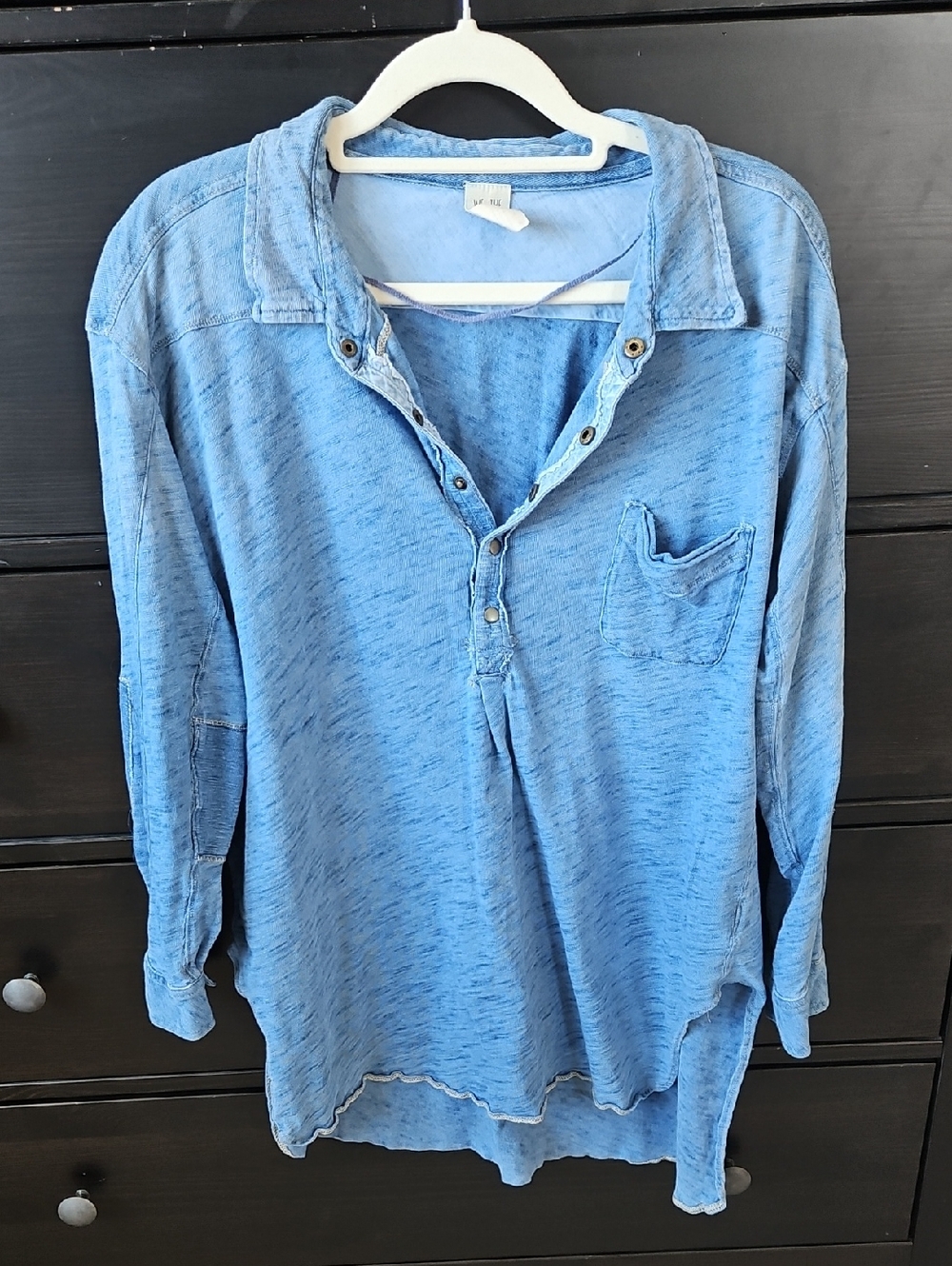 We The Free Light Blue Long-Sleeve Henley Shirt